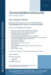 Weiterbildungen - HACCP Intensiv Refresher 2025